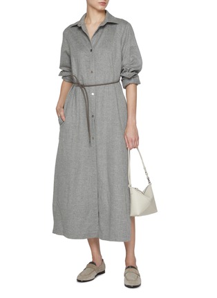 Figure View - Click To Enlarge - HERNO - Cashmere Flannel Shirt Dress