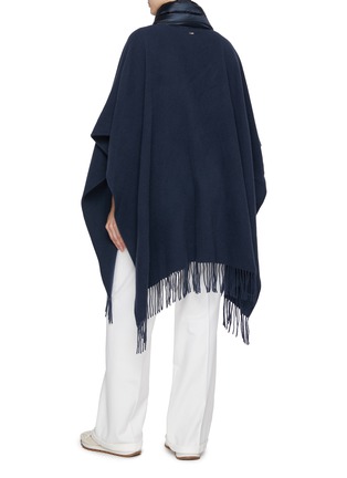 Back View - Click To Enlarge - HERNO - Puffer Pocket Fringed Cashmere Poncho