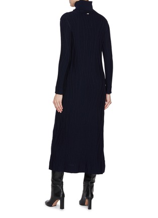 Back View - Click To Enlarge - HERNO - Textured Wool Knit Maxi Dress