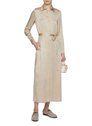 Figure View - Click To Enlarge - HERNO - Satin Shirt Dress