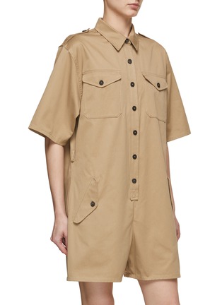 Detail View - Click To Enlarge - PRADA - Belted Cotton Romper