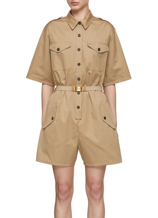 Main View - Click To Enlarge - PRADA - Belted Cotton Romper