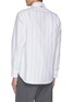 Back View - Click To Enlarge - THOM BROWNE - Cotton Rose Embroidered Striped Oxford Shirt