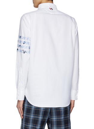 Back View - Click To Enlarge - THOM BROWNE  - Flower Four Bar Stripe Cotton Shirt