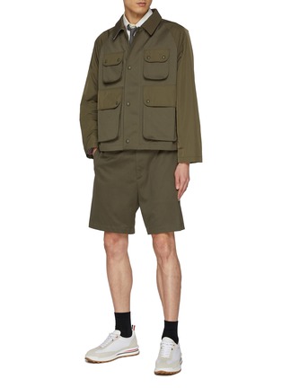 Figure View - Click To Enlarge - THOM BROWNE  - Cotton Twill Cropped Field Jacket