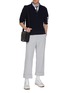 Figure View - Click To Enlarge - THOM BROWNE  - Textured Four Bar Stripe Polo Shirt