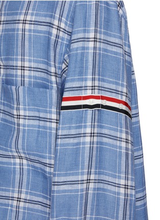  - THOM BROWNE  - Oversized Chequered Linen T-Shirt
