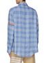 Back View - Click To Enlarge - THOM BROWNE  - Oversized Chequered Linen T-Shirt