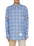 Main View - Click To Enlarge - THOM BROWNE  - Oversized Chequered Linen T-Shirt