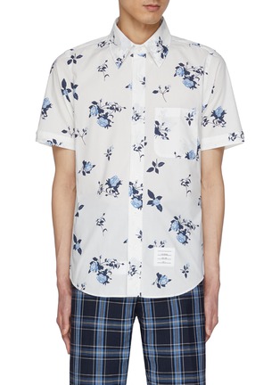 Main View - Click To Enlarge - THOM BROWNE - Cotton Poplin Rose Print Shirt