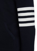 THOM BROWNE | Textured Four Bar Stripe Zip Up Hoodie | DARK