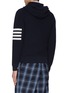 Back View - Click To Enlarge - THOM BROWNE  - Textured Four Bar Stripe Zip Up Hoodie