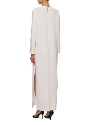 Back View - Click To Enlarge - KITON - Wrap Belt Wool Cady Maxi Dress