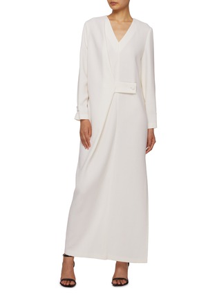 Figure View - Click To Enlarge - KITON - Wrap Belt Wool Cady Maxi Dress