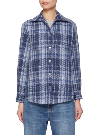 Main View - Click To Enlarge - KITON - Spread Collar Tartan Cashmere Shirt