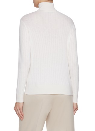 Back View - Click To Enlarge - KITON - Turtleneck Cable Knit Cashmere Silk Sweater