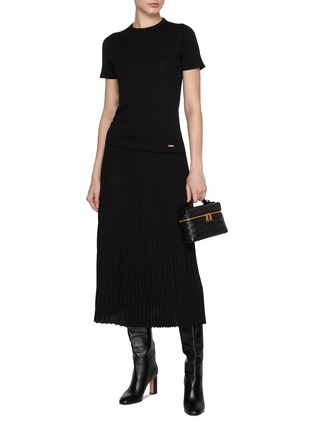 Figure View - Click To Enlarge - KITON - Lurex Blend Ribbed Midi Skirt