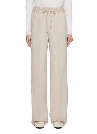 Main View - Click To Enlarge - KITON - Drawstring Cashmere Blend Wide Leg Pants