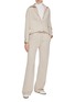 Figure View - Click To Enlarge - KITON - Drawstring Cashmere Blend Wide Leg Pants