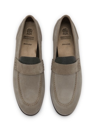 Detail View - Click To Enlarge - BRUNELLO CUCINELLI - Monili Embellished Suede Loafers