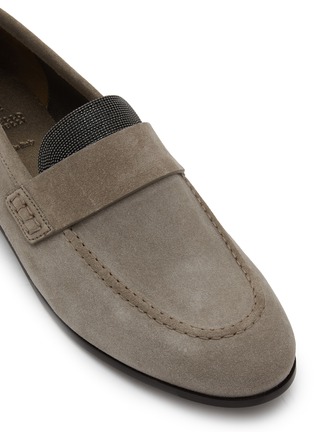 Detail View - Click To Enlarge - BRUNELLO CUCINELLI - Monili Embellished Suede Loafers