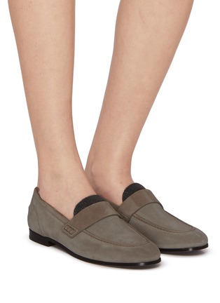 Figure View - Click To Enlarge - BRUNELLO CUCINELLI - Monili Embellished Suede Loafers