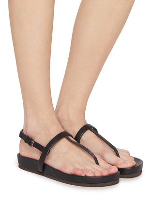 Figure View - Click To Enlarge - BRUNELLO CUCINELLI - Flat Leather Thong Sandals