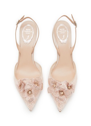 Detail View - Click To Enlarge - RENÉ CAOVILLA - Floriane 80 Flowers Strass Slingback Pumps