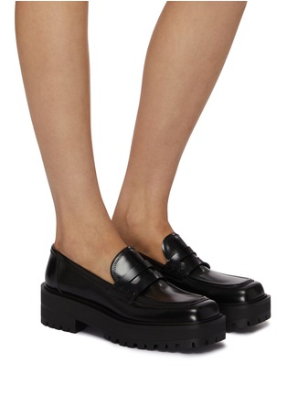 Figure View - Click To Enlarge - GIANVITO ROSSI - Flatform Leather Loafers