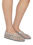 Figure View - Click To Enlarge - ALAÏA - Fishnet Leather Ballerina Flats