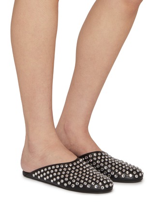 Figure View - Click To Enlarge - ALAÏA - Strass Embellished Leather Mules