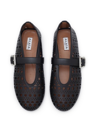 Detail View - Click To Enlarge - ALAÏA - Perforated Leather Ballerina Flats