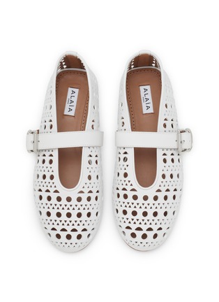 Detail View - Click To Enlarge - ALAÏA - Perforated Leather Ballerina Flats