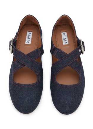 Detail View - Click To Enlarge - ALAÏA - Denim Ballerina Flats