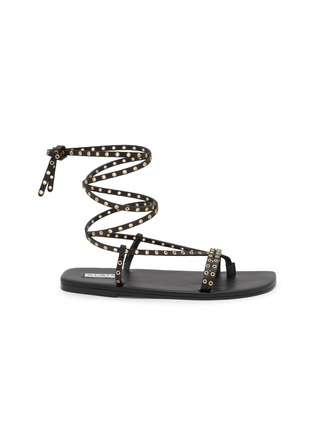 Main View - Click To Enlarge - ALAÏA - Eyelet Embellished Leather Flat Sandals