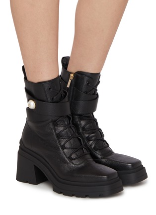 Figure View - Click To Enlarge - JIMMY CHOO - Noemi 80 Leather Combat Boots