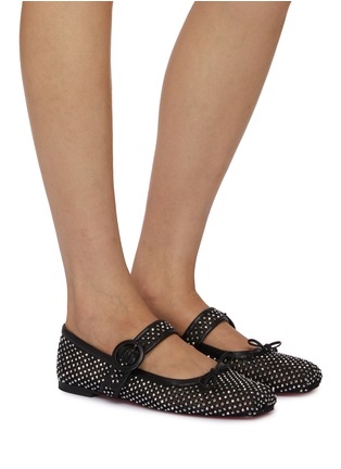 Figure View - Click To Enlarge - CHRISTIAN LOUBOUTIN - Mamastrapitina Mesh Strass Flats