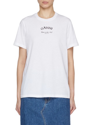 Main View - Click To Enlarge - GANNI - Logo Print Cotton T-Shirt