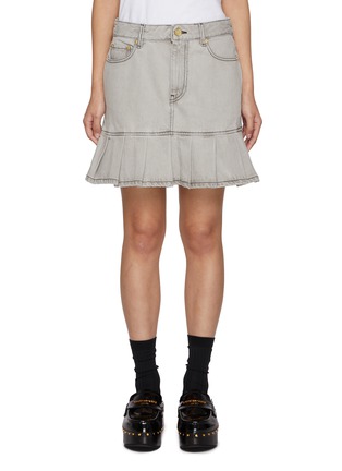 Main View - Click To Enlarge - GANNI - Future Light Wash Denim Pleated Mini Skirt