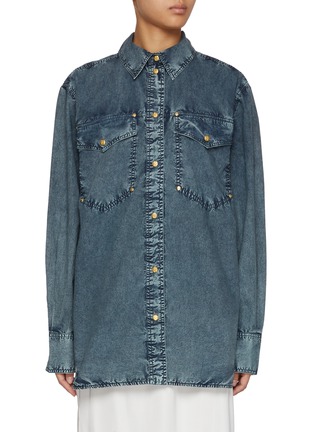 Main View - Click To Enlarge - GANNI - Oversized Rivet Cotton Shirt