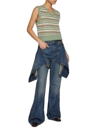 Figure View - Click To Enlarge - GANNI - Flared Skirt Dark Wash Denim Jeans