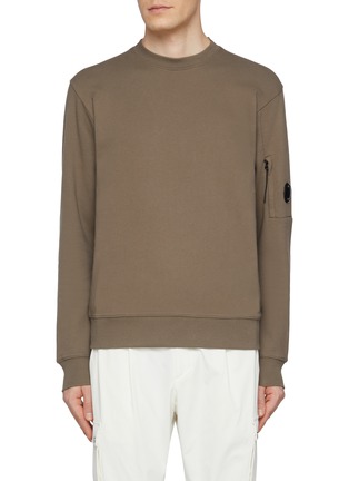 Main View - Click To Enlarge - C.P. COMPANY - Diagonal Raised Fleece Lens Cotton Sweatshirt