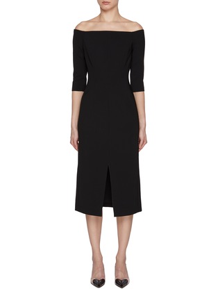 Main View - Click To Enlarge - CAROLINA HERRERA - Front Slit Off Shoulder Dress