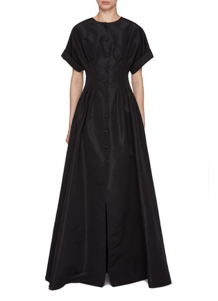 Main View - Click To Enlarge - CAROLINA HERRERA - Cuffed Sleeves Button Front Silk Gown