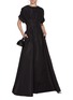 Figure View - Click To Enlarge - CAROLINA HERRERA - Cuffed Sleeves Button Front Silk Gown