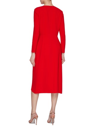 Back View - Click To Enlarge - CAROLINA HERRERA - Crewneck Side Drape Midi Dress