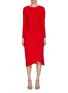 Main View - Click To Enlarge - CAROLINA HERRERA - Crewneck Side Drape Midi Dress