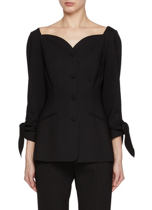 Main View - Click To Enlarge - CAROLINA HERRERA - Curved Neckline Fitted Blazer