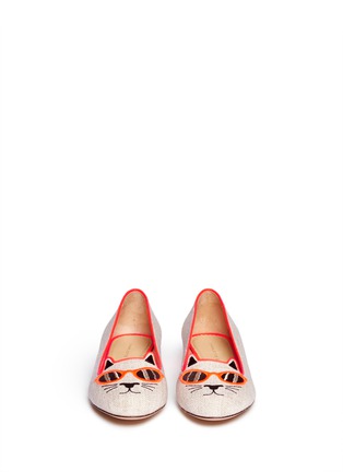 Figure View - Click To Enlarge - CHARLOTTE OLYMPIA - 'Sunkissed Kitty' canvas flats
