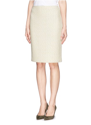 Front View - Click To Enlarge - ST. JOHN - Gilded wool-blend knit pencil skirt
